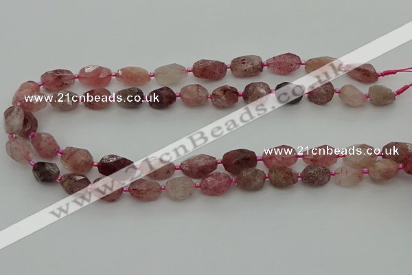 CNG6923 15.5 inches 8*12mm - 12*16mm faceted nuggets strawberry quartz bead