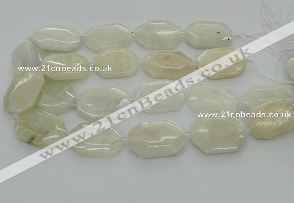 CNG6927 20*30mm - 35*45mm faceted freeform white moonstone beads