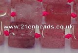 CNG6931 15.5 inches 8*12mm - 10*16mm nuggets strawberry quartz beads