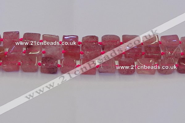 CNG6931 15.5 inches 8*12mm - 10*16mm nuggets strawberry quartz beads