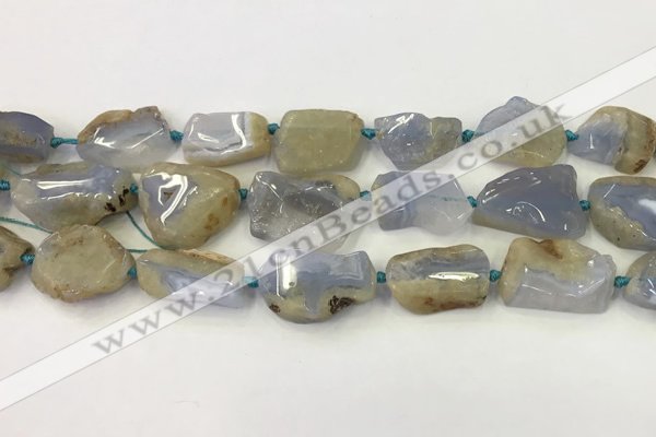 CNG6948 15.5 inches 18*20mm - 22*30mm freeform blue chalcedony beads