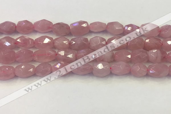 CNG6952 10*12mm - 10*14mm faceted nuggets rose quartz beads