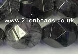 CNG6958 12*16mm - 13*18mm faceted nuggets black rutilated quartz beads