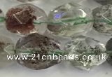 CNG6961 10*12mm - 10*14mm faceted nuggets green phantom quartz beads