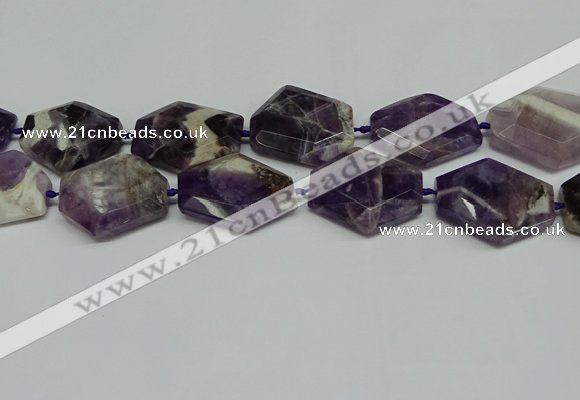 CNG7090 15.5 inches 25*35mm - 35*45mm faceted freeform amethyst beads