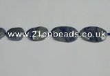 CNG7093 25*35mm - 35*45mm faceted freeform blue aventurine beads