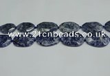 CNG7094 25*35mm - 35*45mm faceted freeform blue spot stone beads