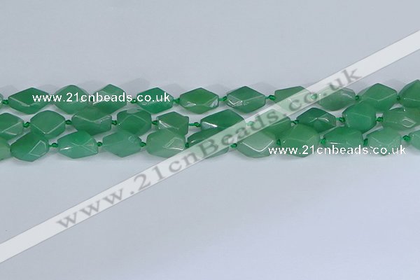 CNG7137 6*10mm - 10*14mm faceted nuggets green aventurine beads