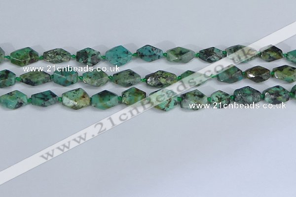 CNG7138 6*10mm - 10*14mm faceted nuggets African turquoise beads