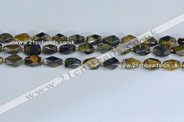 CNG7140 6*10mm - 10*14mm faceted nuggets blue tiger eye beads