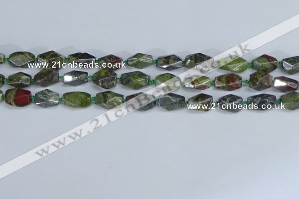 CNG7141 6*10mm - 10*14mm faceted nuggets dragon blood jasper beads