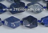 CNG7142 6*10mm - 10*14mm faceted nuggets blue dumortierite beads