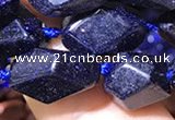 CNG7143 15.5 inches 6*10mm - 10*14mm faceted nuggets blue glodstone beads