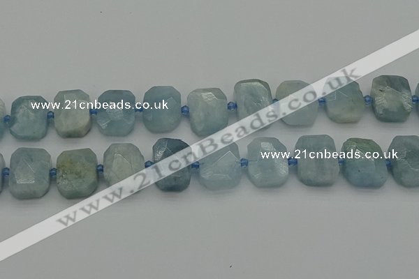 CNG7203 15.5 inches 13*18mm - 15*20mm faceted freeform aquamarine beads