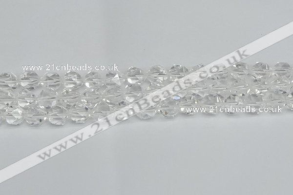 CNG7212 15.5 inches 10mm faceted nuggets white crystal beads