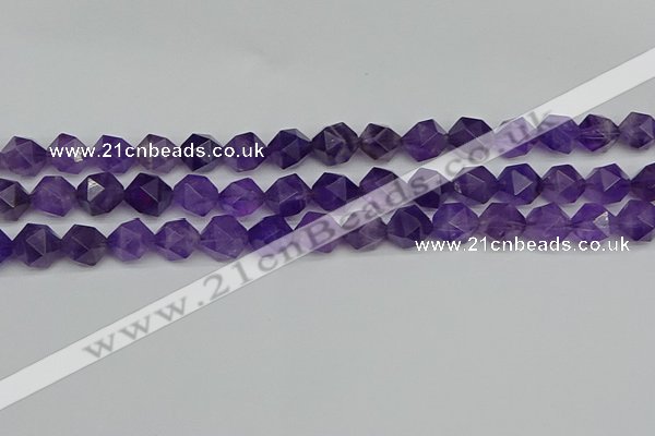 CNG7222 15.5 inches 10mm faceted nuggets amethyst gemstone beads