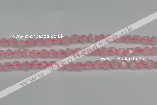 CNG7226 15.5 inches 8mm faceted nuggets rose quartz beads