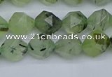 CNG7241 15.5 inches 8mm faceted nuggets green rutilated quartz beads