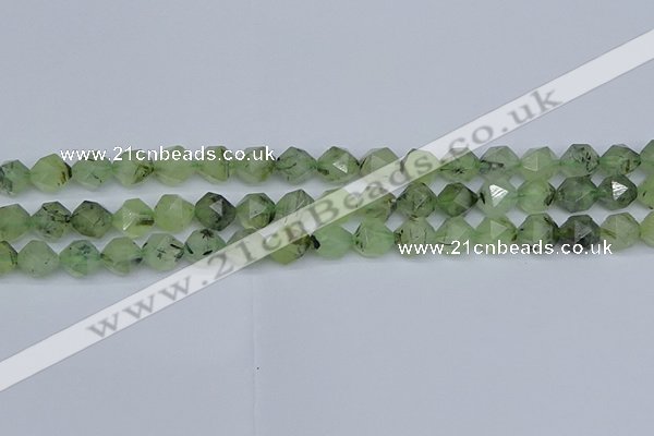 CNG7241 15.5 inches 8mm faceted nuggets green rutilated quartz beads