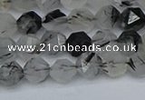 CNG7245 15.5 inches 6mm faceted nuggets black rutilated quartz beads