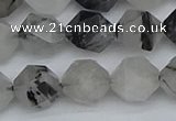 CNG7247 15.5 inches 10mm faceted nuggets black rutilated quartz beads