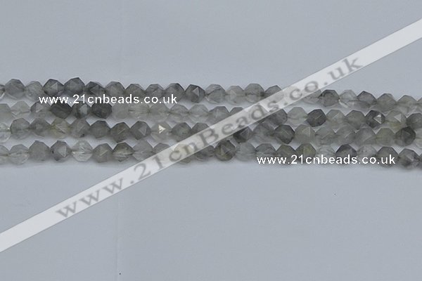 CNG7250 15.5 inches 6mm faceted nuggets cloudy quartz beads