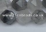 CNG7253 15.5 inches 12mm faceted nuggets cloudy quartz beads