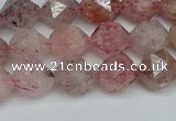 CNG7256 15.5 inches 8mm faceted nuggets strawberry quartz beads