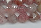 CNG7257 15.5 inches 10mm faceted nuggets strawberry quartz beads