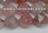 CNG7258 15.5 inches 12mm faceted nuggets strawberry quartz beads