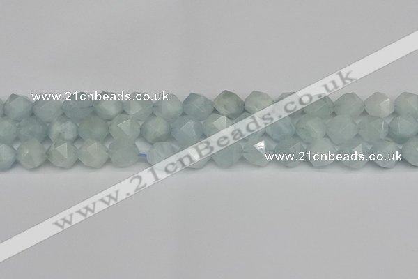 CNG7262 15.5 inches 10mm faceted nuggets aquamarine beads