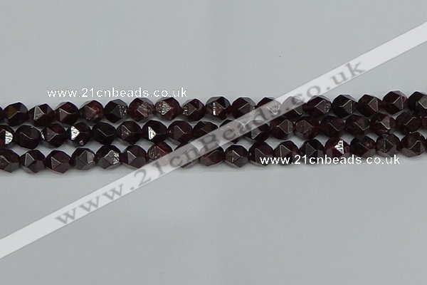 CNG7276 15.5 inches 8mm faceted nuggets red garnet beads