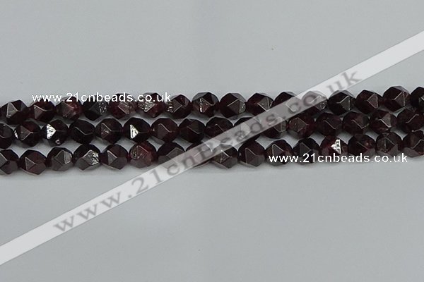 CNG7277 15.5 inches 10mm faceted nuggets red garnet beads