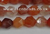 CNG7281 15.5 inches 8mm faceted nuggets red rabbit hair quartz beads