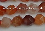 CNG7282 15.5 inches 10mm faceted nuggets red rabbit hair quartz beads