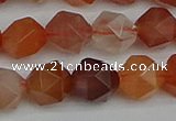 CNG7283 15.5 inches 12mm faceted nuggets red rabbit hair quartz beads