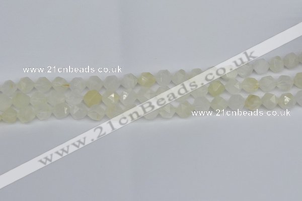 CNG7286 15.5 inches 8mm faceted nuggets white moonstone beads