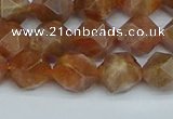 CNG7296 15.5 inches 8mm faceted nuggets sunstone beads