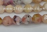 CNG7300 15.5 inches 6mm faceted nuggets pink opal gemstone beads