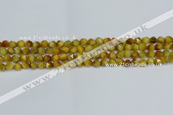 CNG7305 15.5 inches 6mm faceted nuggets golden tiger eye beads