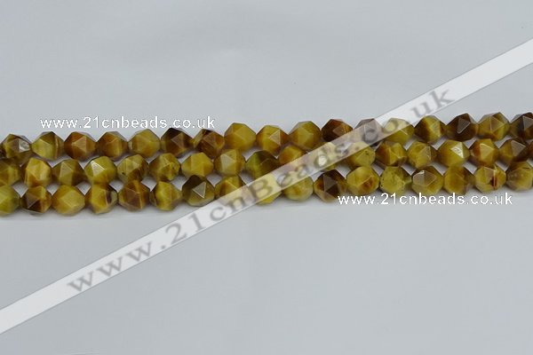 CNG7306 15.5 inches 8mm faceted nuggets golden tiger eye beads