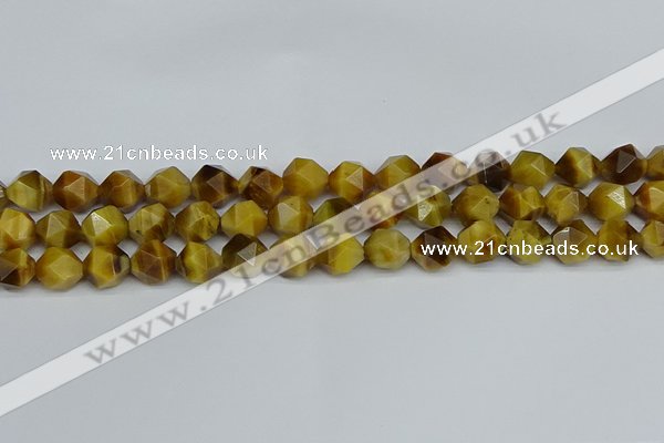 CNG7307 15.5 inches 10mm faceted nuggets golden tiger eye beads