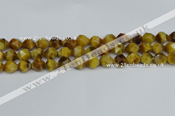 CNG7308 15.5 inches 12mm faceted nuggets golden tiger eye beads