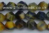 CNG7311 15.5 inches 8mm faceted nuggets golden & blue tiger eye beads