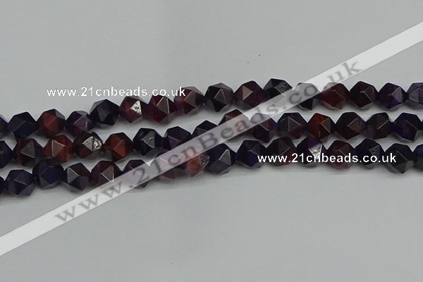 CNG7317 15.5 inches 10mm faceted nuggets purple tiger eye beads