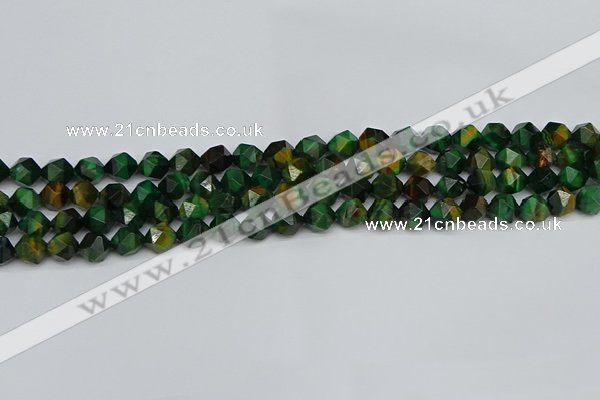 CNG7325 15.5 inches 6mm faceted nuggets green tiger eye beads