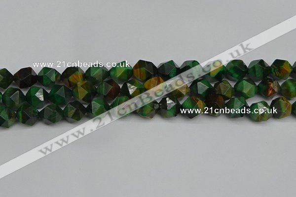 CNG7328 15.5 inches 12mm faceted nuggets green tiger eye beads