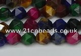 CNG7330 15.5 inches 6mm faceted nuggets mixed tiger eye beads