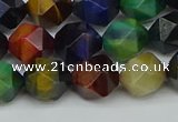 CNG7332 15.5 inches 10mm faceted nuggets mixed tiger eye beads