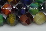 CNG7333 15.5 inches 12mm faceted nuggets mixed tiger eye beads